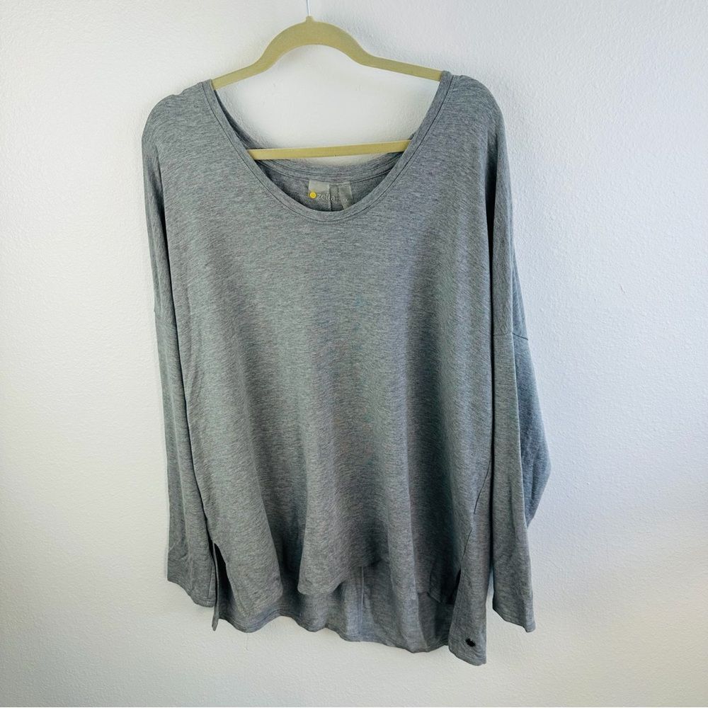Zella Hi‎ Low Long Sleeve Heather Gray  Tunic Top Size 1X